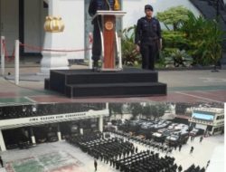 Brimob PMJ Gelar Apel Pasukan Jelang Aksi Unjuk Rasa Satu Tahun Kabinet Merah Putih