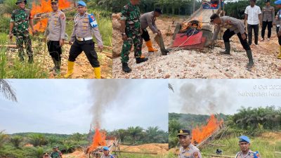 Polsek Hulu Kuantan Tindak Tegas Penambangan Emas Ilegal, Empat Lokasi Digerebek dan Dimusnahkan