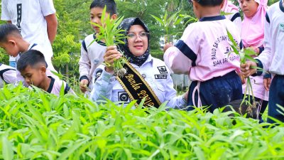 Bupati Afni Ajak Pelajar PAUD Sains Tahfidz Islamic Center panen Sayuran