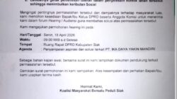 Di Duga Tumpang Tindih Kepemilikan, Legalitas, Dan Pemalsuan Data ” Koalisi Masyarakat Siak Bersatu Desak DPRD Siak Hearing Pihak PT IKadaya Yakin Mandiri